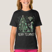 AI-robot met Tech Christmas Tree - Vrolijke Techma T-shirt (Voorkant)
