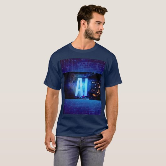 AI Robot T-Shirt Kunstmatige intelligentie ontwerp (Voorkant volledig)