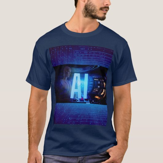 AI Robot T-Shirt Kunstmatige intelligentie ontwerp (Voorkant)