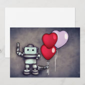 AI Robot Valentijn Hart Ballonnen Feestdagenkaart (Voorkant / Achterkant)