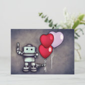 AI Robot Valentijnshart Ballonnen Feestdagenkaart (Staand voorkant)