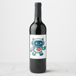 AI & Robotkarakters Wijn Etiket