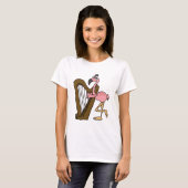 AI-roze Flamingo Plays Harp T-shirt (Voorkant volledig)