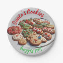AI Santa's Cookies Grappen Gewoon Papieren Borden