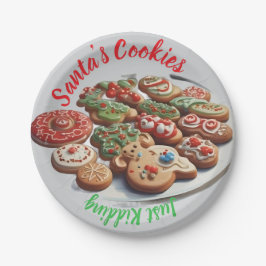 AI Santa's Cookies Grappen Gewoon Papieren Borden Bordje