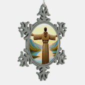 AI Sint Franciscus van Assisi als Franciscaan Tau  Tin Sneeuwvlok Ornament (Links)