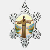 AI Sint Franciscus van Assisi als Franciscaan Tau  Tin Sneeuwvlok Ornament (Rechts)