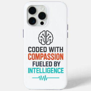 AI Slogan – Coded with Compassion Fueled iPhone 15 Pro Max Hoesje
