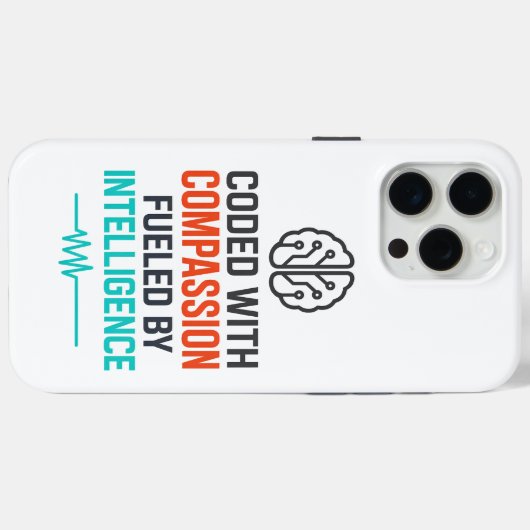 AI Slogan – Coded with Compassion Fueled Case-Mate iPhone Case (Achterkant (horizontaal))