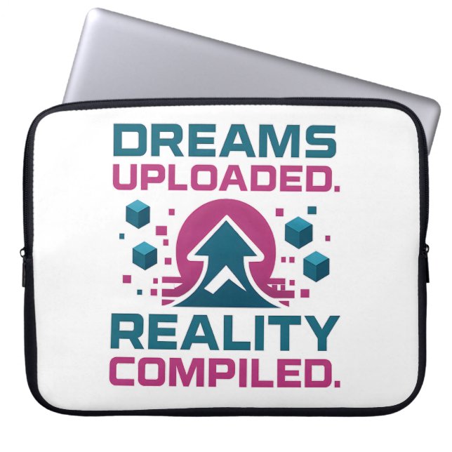 AI Slogan Design – Dream Uploaded Reality gecompil Laptop Sleeve (Voorkant)