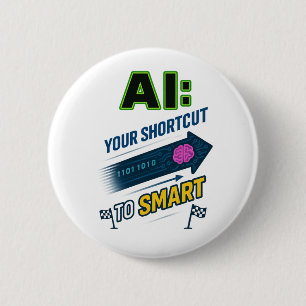 AI-snelkoppeling naar slimme grappige kunstmatige  Ronde Button 5,7 Cm