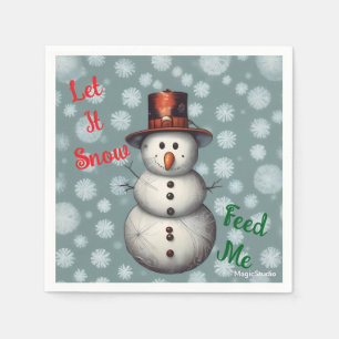 AI Snowman Let It Snow Feed Me Vakantie servetten