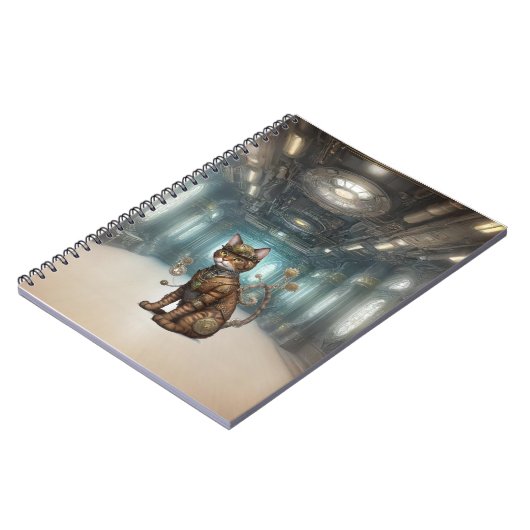 AI Steampunk Cat Notitieboek (Linkerzijde)