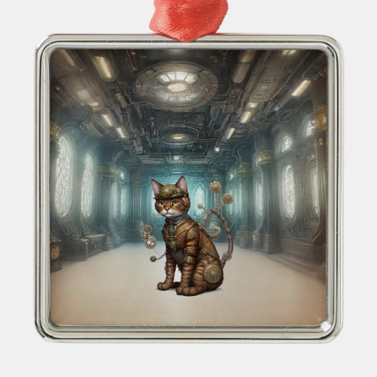 AI Steampunk Cat Ornament (Voorkant)