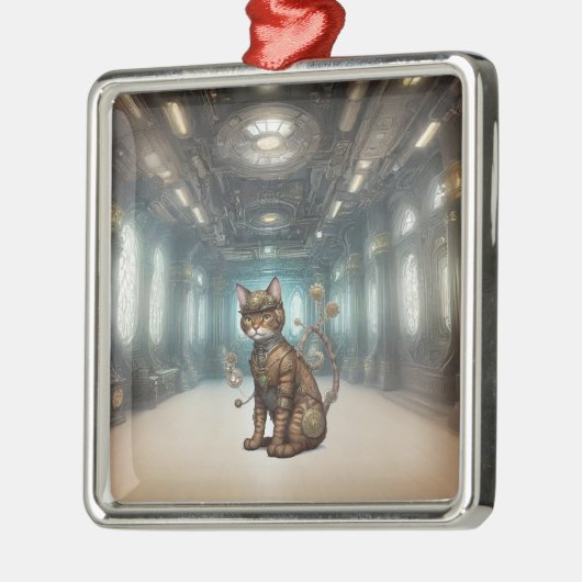 AI Steampunk Cat Ornament (Links)