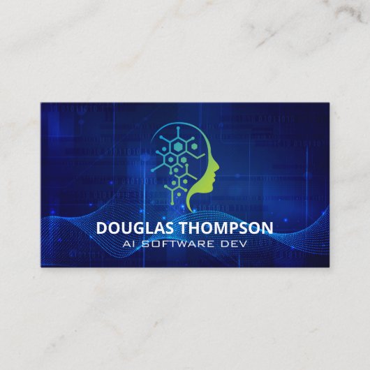 AI Tech-logo | Digitale achtergrond Visitekaartje (Voorkant)
