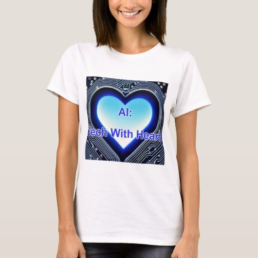 AI: Tech met Hart Dames Wit T-shirt (Voorkant)