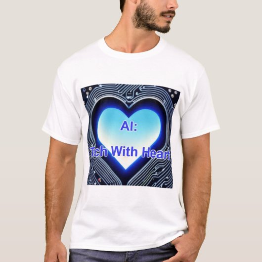 AI: Tech met Hart Heren Wit T-shirt (Voorkant)