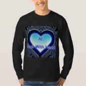 AI: Tech with Heart Men's Long Sleeve Black T-shirt (Voorkant)