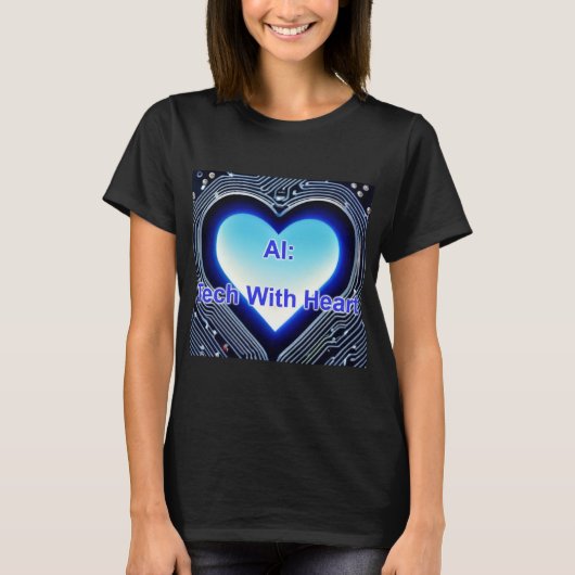 AI: Tech with Heart Women's Black T-shirt (Voorkant)