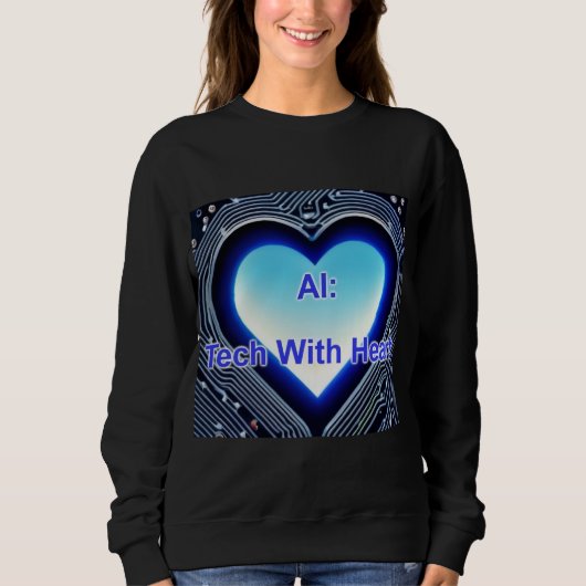AI: Tech with Heart Women's Black Trui (Voorkant)
