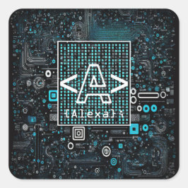 Ai - Technologie - Codeermonogram - letter A Vierkante Sticker