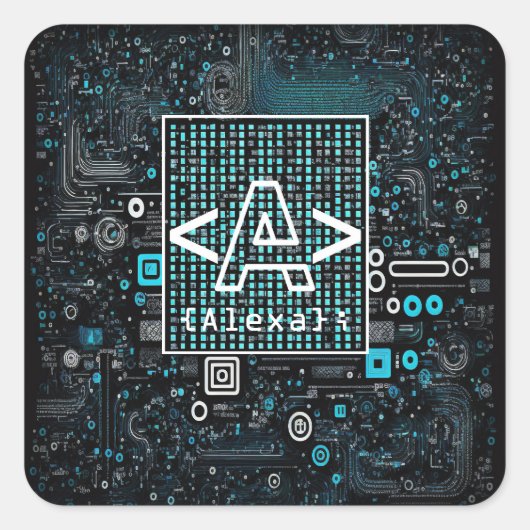 Ai - Technologie - Codeermonogram - letter A Vierkante Sticker (Voorkant)