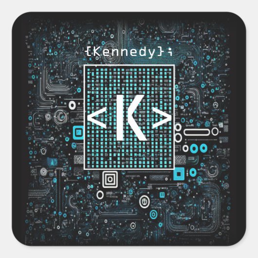 Ai - Technologie - Codeermonogram - Letter K Vierkante Sticker (Voorkant)