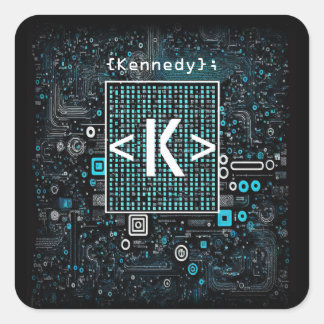 Ai - Technologie - Codeermonogram - Letter K Vierkante Sticker