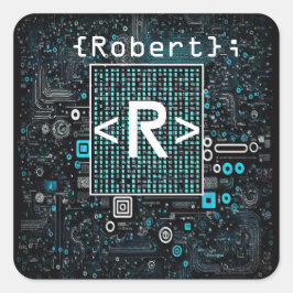 Ai - Technologie - Codeermonogram - letter R Vierkante Sticker