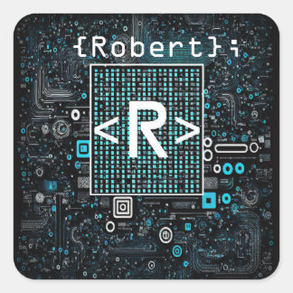 Ai - Technologie - Codeermonogram - letter R Vierkante Sticker