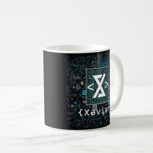 Ai - Technologie - Codeermonogram - Xavier Koffiemok (Voorkant rechts)