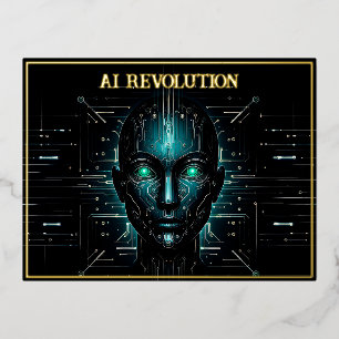 AI-technologie software robotica modern groen Folie Feestdagen Briefkaart