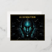 AI-technologie software robotica modern groen Folie Feestdagen Briefkaart (Voorkant / Achterkant)