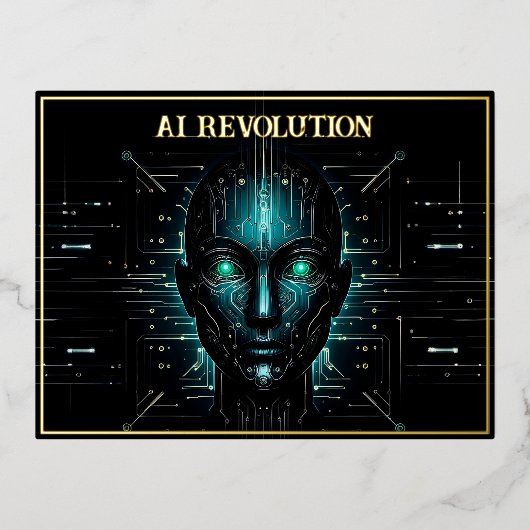 AI-technologie software robotica modern groen Folie Feestdagen Briefkaart (Voorkant)