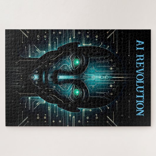 AI-technologie software robotica modern groen Legpuzzel (Horizontaal)