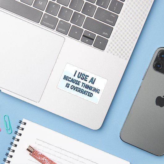 AI-tekst Sticker (Laptop met iPhone)