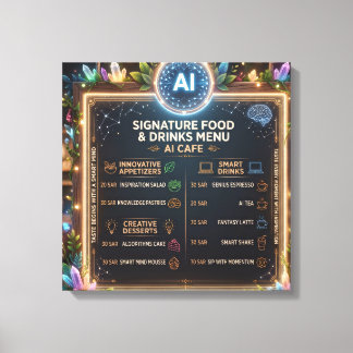 AI-Thema Fantasie Café Menu Ontwerp Canvas Afdruk