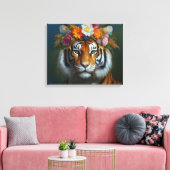 AI Tijger met bloemen Canvas Afdruk (Insitu (Woonkamer))