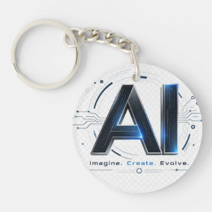 AI Toekomstlogo: Stel je voor. Creëer. Evolueren Sleutelhanger