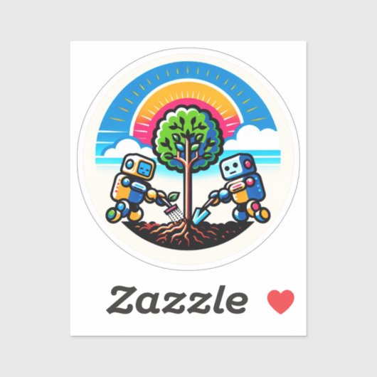 AI Tree Planter Sticker Milieuvriendelijk Robotont (Vel)
