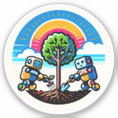 AI Tree Planter Sticker Milieuvriendelijk Robotont (Voorkant)