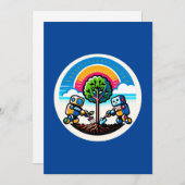 AI Tree Planter Sticker Milieuvriendelijk Robotont Feestdagenkaart (Voorkant / Achterkant)