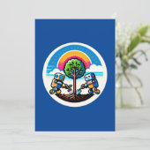 AI Tree Planter Sticker Milieuvriendelijk Robotont Feestdagenkaart (Staand voorkant)
