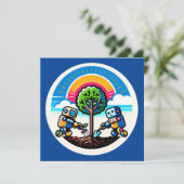 AI Tree Planter Sticker Milieuvriendelijk Robotont Kaart (Staand voorkant)