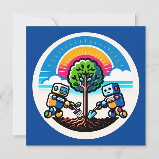 AI Tree Planter Sticker Milieuvriendelijk Robotont Kaart (Voorkant)