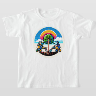 AI Tree Planter Sticker Milieuvriendelijk Robotont T-shirt