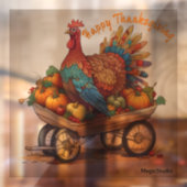 AI Turkije Wheelbarrow Thanksgiving Window Decal (Vel 2)