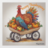 AI Turkije Wheelbarrow Thanksgiving Window Decal (Vel)