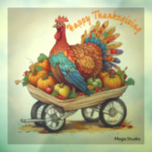 AI Turkije Wheelbarrow Thanksgiving Window Decal (Vel 3)